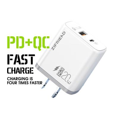 China Original Smart Mobile Phone PD 20W USB-C Charger Adapter For iPhone 12 Pro Max Fast Charger EU USA Plug 20w USB-c Wall Charger for sale