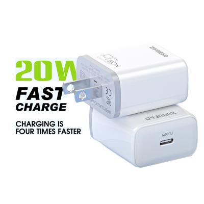 China 20W QC 3.0 PD3.0 USB Charger Mobile Phone Wall Travel Mobile Phone OEM Adaptive Fast Charging Type-C Smart Dual Port Charger for sale