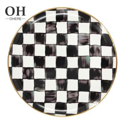 China Durable Matte Black Ceramic Charger Plate Bone China Dinnerware Dishes Round Shape For Hotel for sale