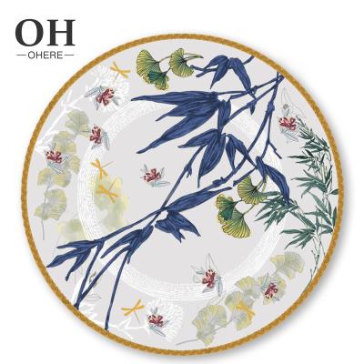 China Viable Chinese Style 12 Inch Ceramic Bone China Charger Gold Rim Dinnerware Set Dish For Restaurant Wedding Charger Dish for sale