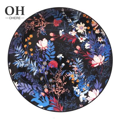 China Viable Wholesale Printed Ceramic Dinner Dish Round Black Royal Dinnerware Serving Dishes for sale