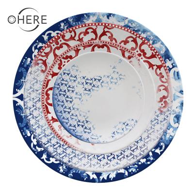 China 2020 Viable Luxury Customized Modern Ceramic Dinner Plates Dinnerware Sets Viable Color Printing Tableware Sets For Hotel Wedding Home for sale