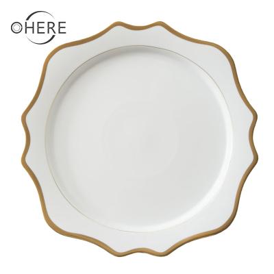 China Viable Wholesale Dinnerware Sets Ceramic 13inch Factory Dinner Set Wedding Party Decor Serving Dish Ceramic 5 Star Charger Dish for sale