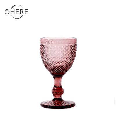 China Solid Amber Color/Etched Decoration/Spiral Pattern Western Style High End Snakeskin Pattern Decorative Wine Glass for sale