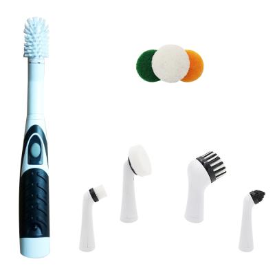 China Electric Bathroom Sonic Scrubber Cleaning Brush Electric Floor Cleaning Brush 5 in1 Sustainable for sale