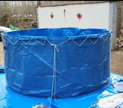 China 2MM Steel Mesh Tarpaulin Fish Tank And Tarpaulin Fish Farming Round Fish Pond Collapsible Fish Tank for sale