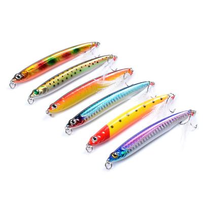 China 6 Colors 10CM/14.4G 6#Hooks Perch,Catfish Plastic Hard Bait Sinking Pencil Fishing Lure for sale