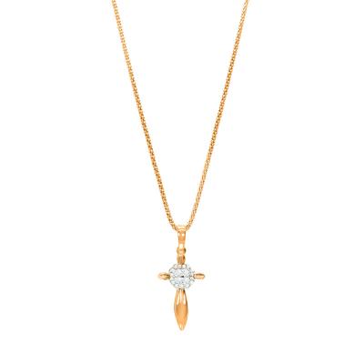 China Religious Import From China 18K Gold Design Delicacy Shape Christian Jewelry Bijouterie Retro Diamond Cross Pendant for sale