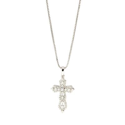 China Low Moq 18K White Gold Religion Religious Cross Form Fashion Christian Unisex Necklace Pendant For unisex for sale