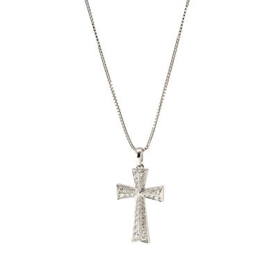 China 18K White Gold Religious Custom Design Tasty Cross Shape Christian Spouse Joias Colar Pendant Classic For Spouse for sale