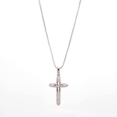 China Diamond Initial Cross Shape Classical Jewelry Pendant Drop For Religious Higher Catholic Father' S Day Mark for sale