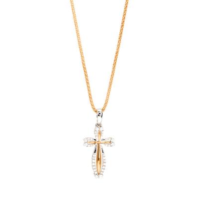 China Religious Import From China 18K Gold Design Tasty Fashionable Jesus Christian Women Schmuck Diamond Cross Pendant for sale