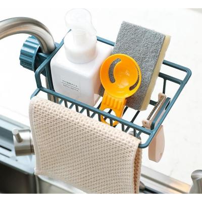 China Kitchen Sink Faucet Sponge Soap Cloth Shelves Storage Organizer Multifunctional Holder Shelf Viable Storage Rack for sale