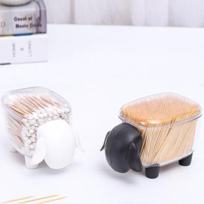 China Small Viable Sheep Storage Vat Storage Box Cotton Toothpick Storage Box Plastic Desktop Organizer for sale