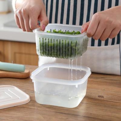 China Square Organizer Fridge Storage Box Kitchen Refrigerator Ginger Garlic Onion Food Container Freshness Preservation Kitchen Drain Sealed Box for sale