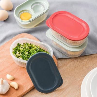 China Double-Layer Kitchen Ginger Onion Garlic Viable Refrigerator Storage Box Vegetable Layered Drain Storage Box for sale