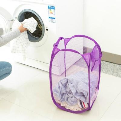 China Modern Dirty Clothes Organizer Mesh Laundry Basket Household Clothing Basket Laundry Hamper Foldable for sale