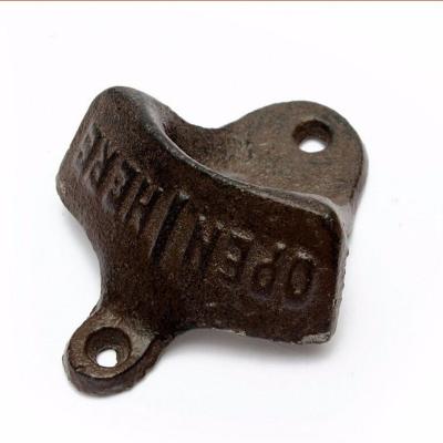 China Vintage Cast Iron Open Wall Mount Bottle Opener Hanging Beer Brown Kitchen Tools Bar Gadget Vintage Decor Gift for sale