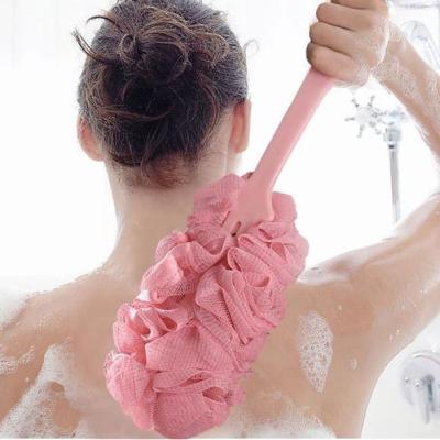 China Long Hand Grip During Back Scrubber Mesh Back Body Bath Brush Shower Soft Sponge Shower Brush Spa Scrubber for sale