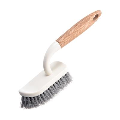 China Hand Bathroom Floor Brush Toilet Tile Wall Household Kitchen Pot Brush Bristle Handle Space Wooden Cleaning Brush for sale