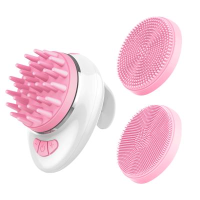 China Face Brush 3 in 1 Wet Hair Joint Electric Scalp Massager Bath Body Brushes, Silicone Face Cleaner Brush, Hair Shampoo and Shower Brush for sale