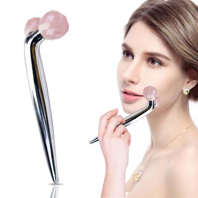 China Face Lift Cosmetics 3D Style Y Shape Double Roller Natural Face Roller For Face for sale