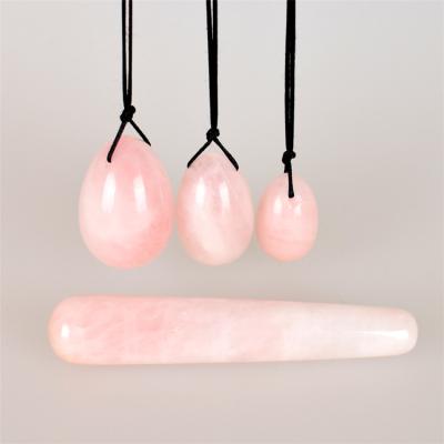 China China rose crystal quartz aventurine jade stone kegel stone yoni eggs set with massage stick for sale