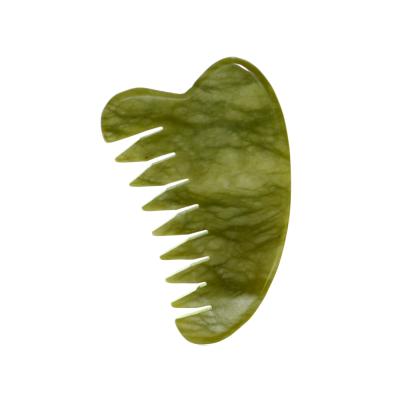 China Waterproof Natural Green Jade Facial Feng Tools Massager Hair Brush Stone Combs, Mini Hair Comb, Gua Sha Comb for sale