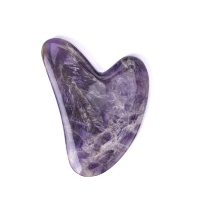 China High Quality Body Jade Natural Stone Gua Sha Tools Massager Amethyst Jade Gua Sha Stone for sale