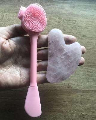 China 2021 production best private label popular jade facial hot roller jade gua sha silicone face mask beauty massager beauty face roller brush for sale