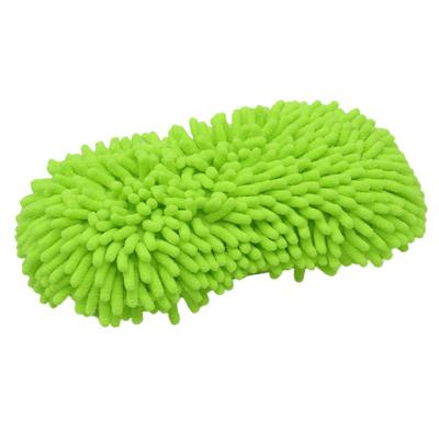 China Car or Glass Cleaning 8 Shaped Cleaning 7*12*2.7inches Square Green Microfiber Chenille Sandwich Car Wash Pad Sponge With Belt for sale