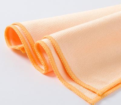 China Stocked Bright Orange Microfiber Stained Glass Cleaning Cloth 30cm*30cm for sale