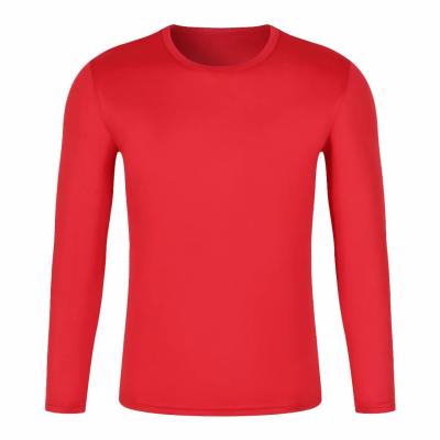 China Custom Logo T-Shirt Solid Color Polyester Round Neck Long Sleeve Unisex Anti-Shrink T-Shirt With Men for sale