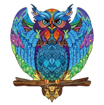 China Cartoon Toy 3d Owl Puzzle Toy Irregular Shape Wooden Puzzle for sale