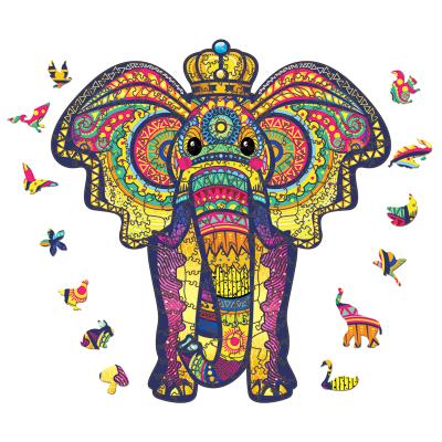 China Wooden Cartoon Animal Toy 3D Adults Elephant Jigsaw Puzzle for sale