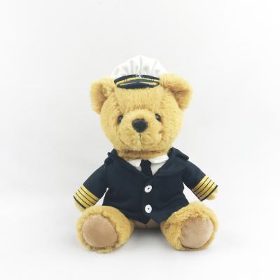 China Custom Eco - Friendly Plush Police Bear Stuffed Pilot Uniform Mini Teddy Bear for sale