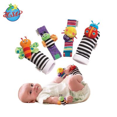 China Gift Baby Toddler Plush Ladybug Wristband Ratchet Wrist Band Cute Animal Baby Socks Toys for sale