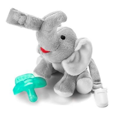 China Eco-Friendly BPA Free Stuffed Cute Elephant Pacifier Holder Clip Baby Pacifier for sale