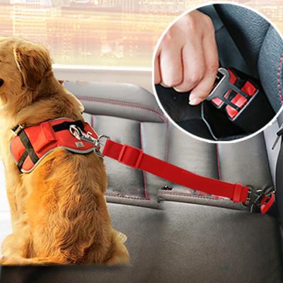 China Custom Adjustable Dog Cat Car Safety Belt Pet Vehicle Seat Belt Leash For Dogs Travel Traction Collar Harness Dog Advance Clip Pet Product for sale