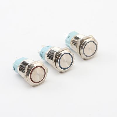 China Hot Selling IP68 Gold Factory Stainless/Brass 16mm Metal Frame Design Metal Frame Piezo Rocker Switch Waterproof IP68 for sale