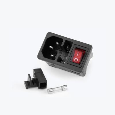 China IEC C14 Residential / General Purpose Socket With Inverter And Fuse ON-OFF Black 250V 10A for sale