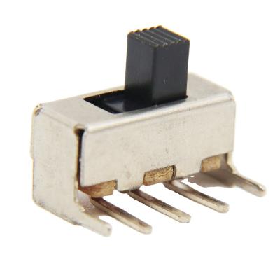 China Power Receiving SS-12F23 (1P2T) 3 Pin Silver Horizontal Slide Contact Switch Mini Point On-Off With Slide Contact for sale