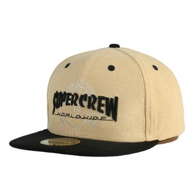 China Custom 6 Panel Brown 3D Embroidered Supercrew Cotton Snapback Hat COMMON Uninex Hip Hop Single Brim Flat Cap for sale