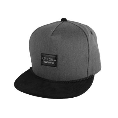 China COMMON Fashionable Classic Gray Flex Fit Blank Rope Bill Snapback Custom 5 Panel Covers With String for sale