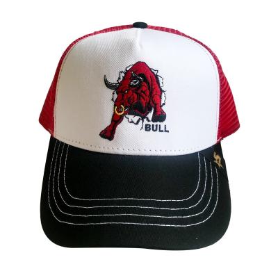 China New JOINT Customize Supercrew 5 Board Animal Bull Trucker Hat for sale