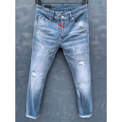 China Pencil Pants 2023 Denim Pants For Men D2 Jeans Slimming Full Feet Graffiti, Hot Drilling, Water Washing, Hole Abrasion, Micro-elastic for sale