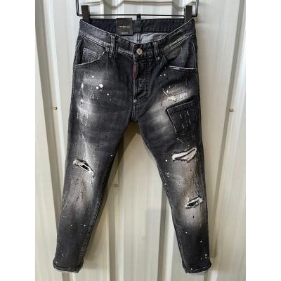 China Pencil Pants 2023 Denim Pants For Men D2 Jeans Slimming Full Feet Graffiti, Hot Drilling, Water Washing, Hole Abrasion, Micro-elastic for sale