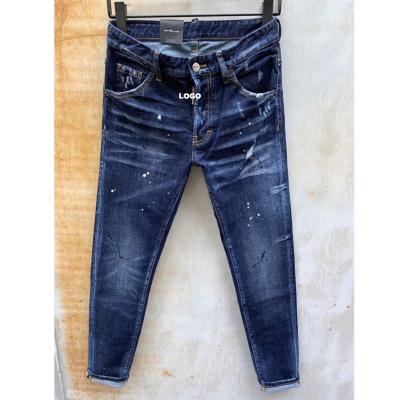 China Pencil pants 2023 autumn D2 jeans elastic new slightly slimming small leg jeans hole patch paint soft pants for sale