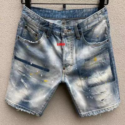 China Pencil pants 2023 spring and summer new D2 jeans men's jeans slim fit print Logo Elastic Speckle Shorts Capris letter for sale