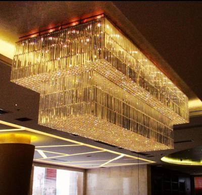 China Long and narrow beautiful contemporary high quality crystal glass ceiling chandelier for hotel for sale